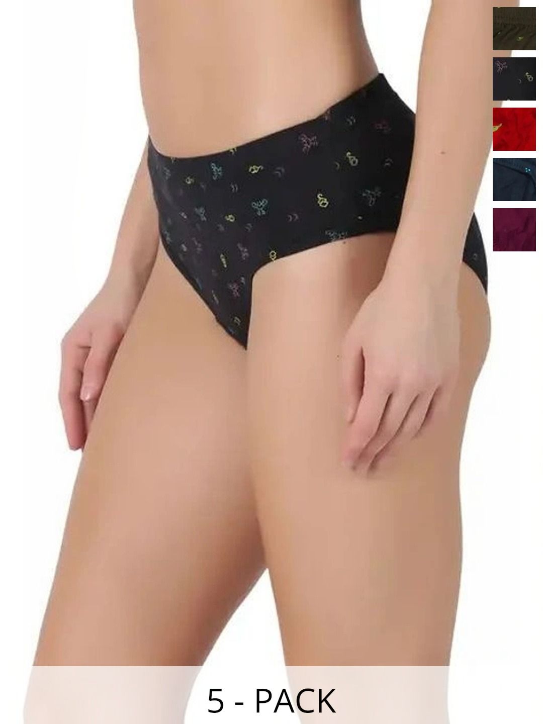 Bebron Women Pack of 5 Printed Assorted Cotton Basic Briefs-picture-54