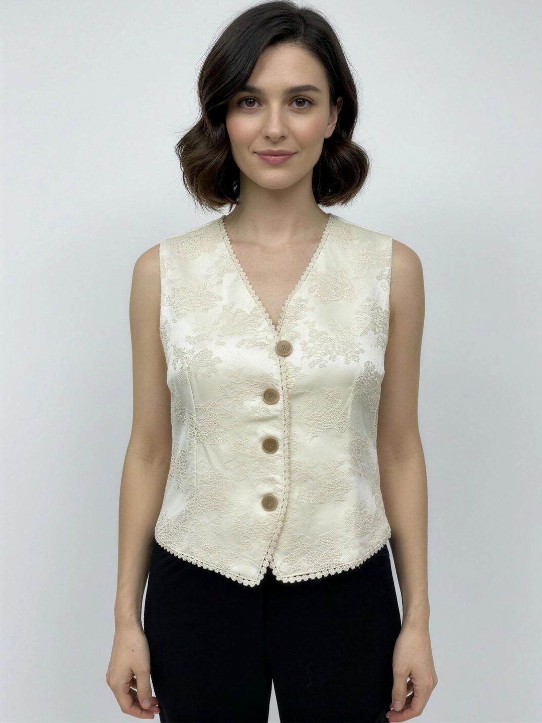 Neet Embellished V-Neck Woven Waistcoat-picture-53