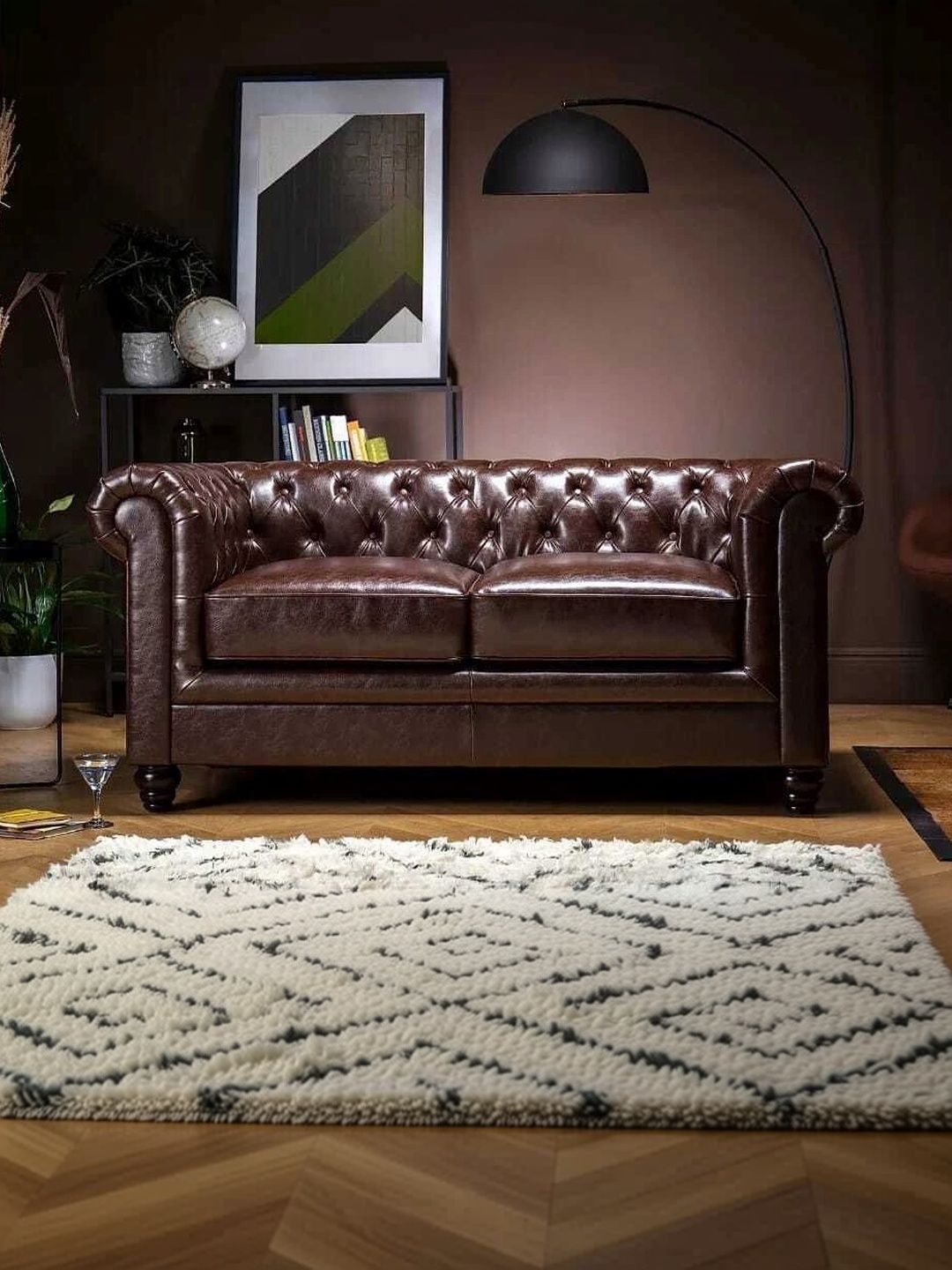 INDIAWOODMART Brown Wooden 2 Seater Sofa-image-6