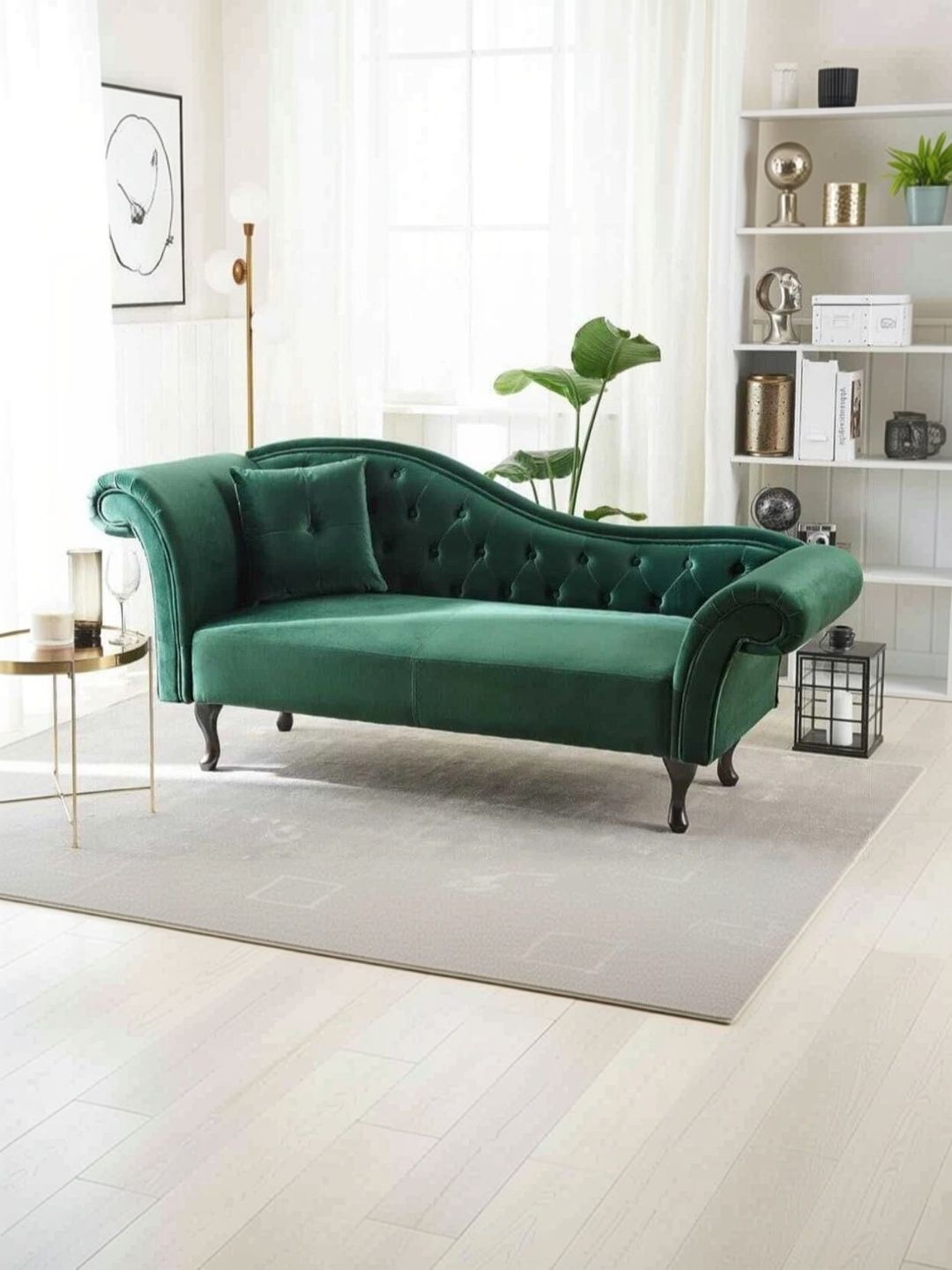 INDIAWOODMART Green Tuffted 2 Seater Sofa-picture-16