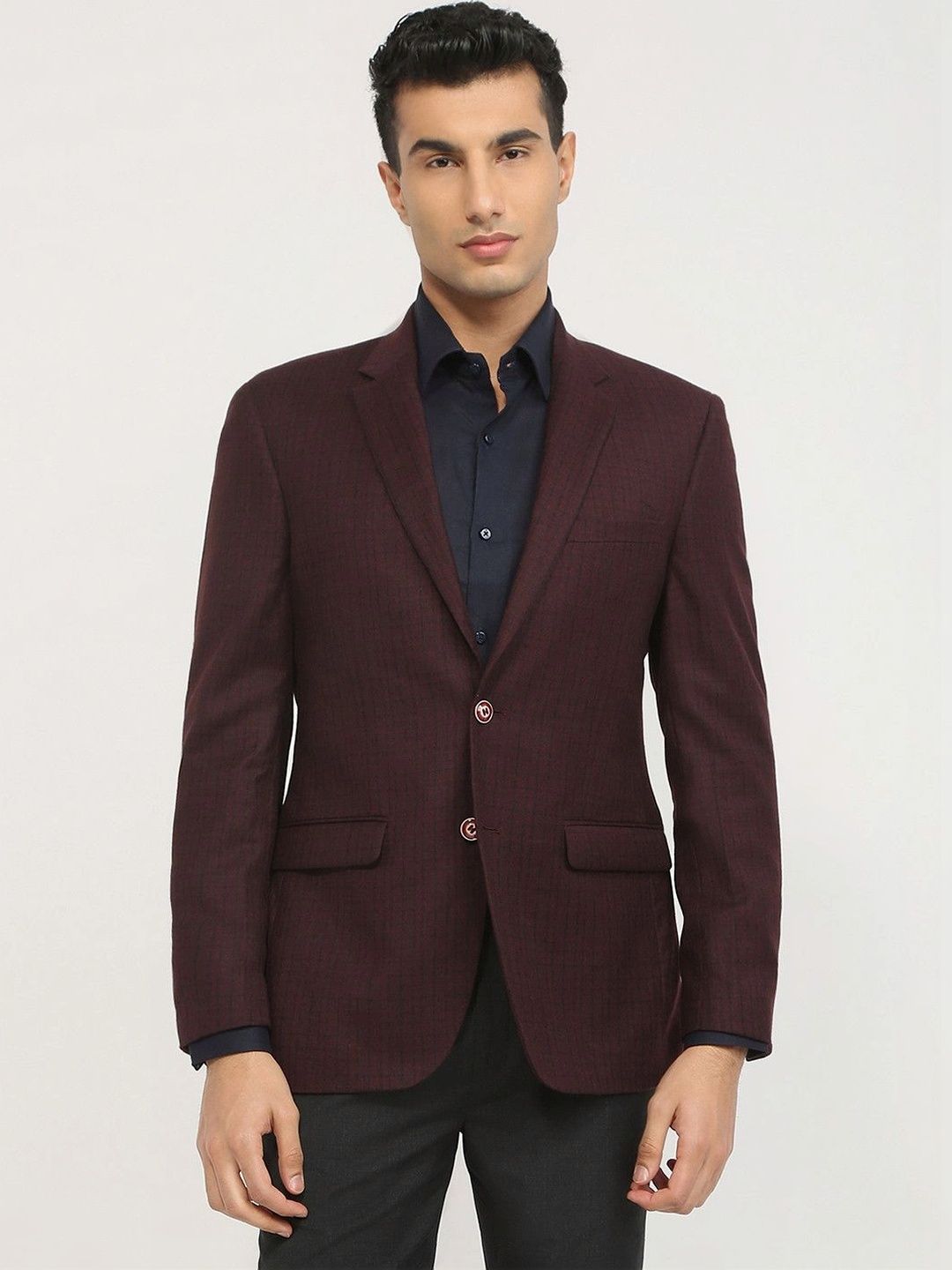Raymond Self Design Notched Lapel Single-Breasted Formal Blazer-picture-43