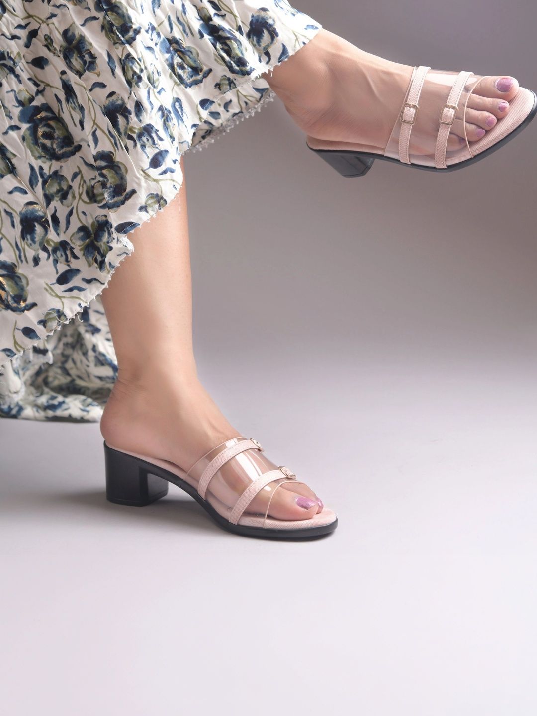 Padchin Textured PU Block Mules with Buckles-picture-43