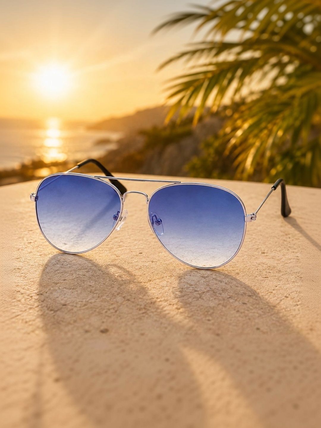 Roadster Unisex Blue Lens & Silver-Toned Aviator Sunglasses with-image-28