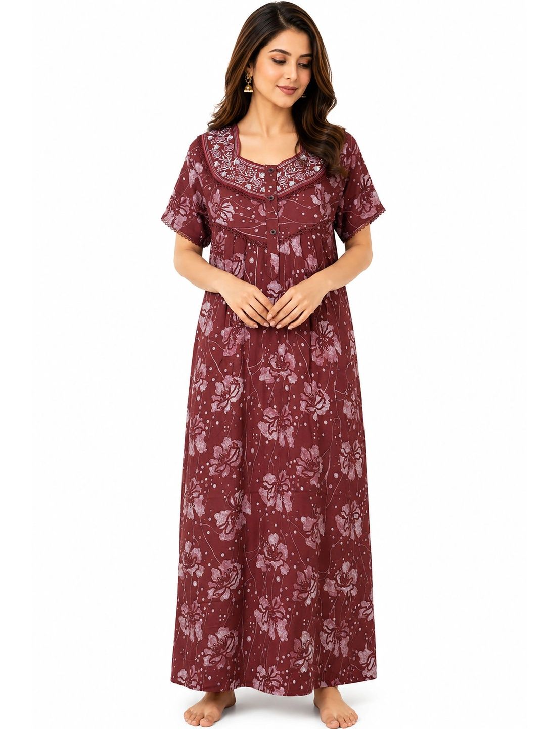 Orchid Elegance Printed Maxi Nightdress-image-13