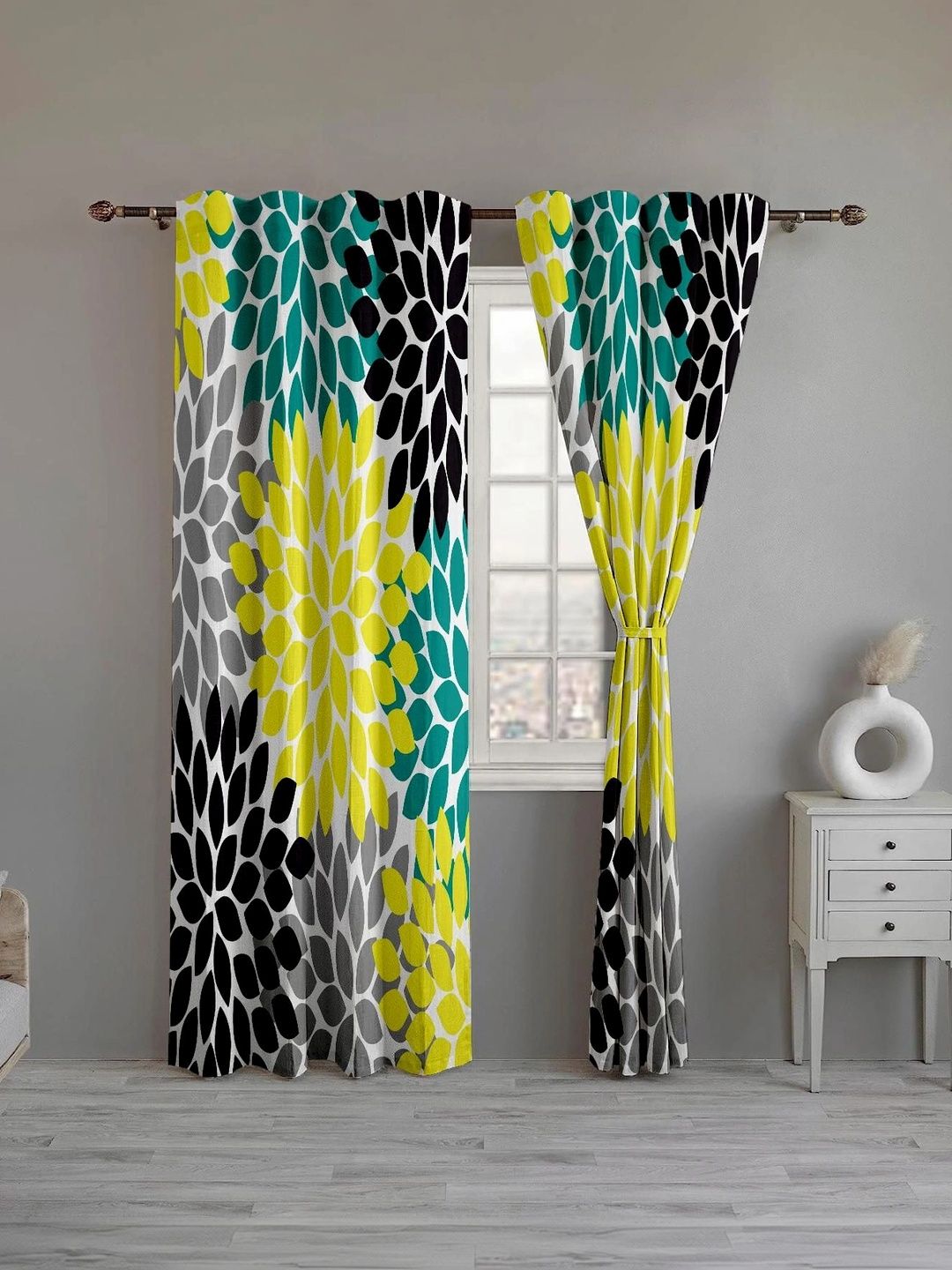 CURTAINRY Yellow Floral Door Curtain-image-37