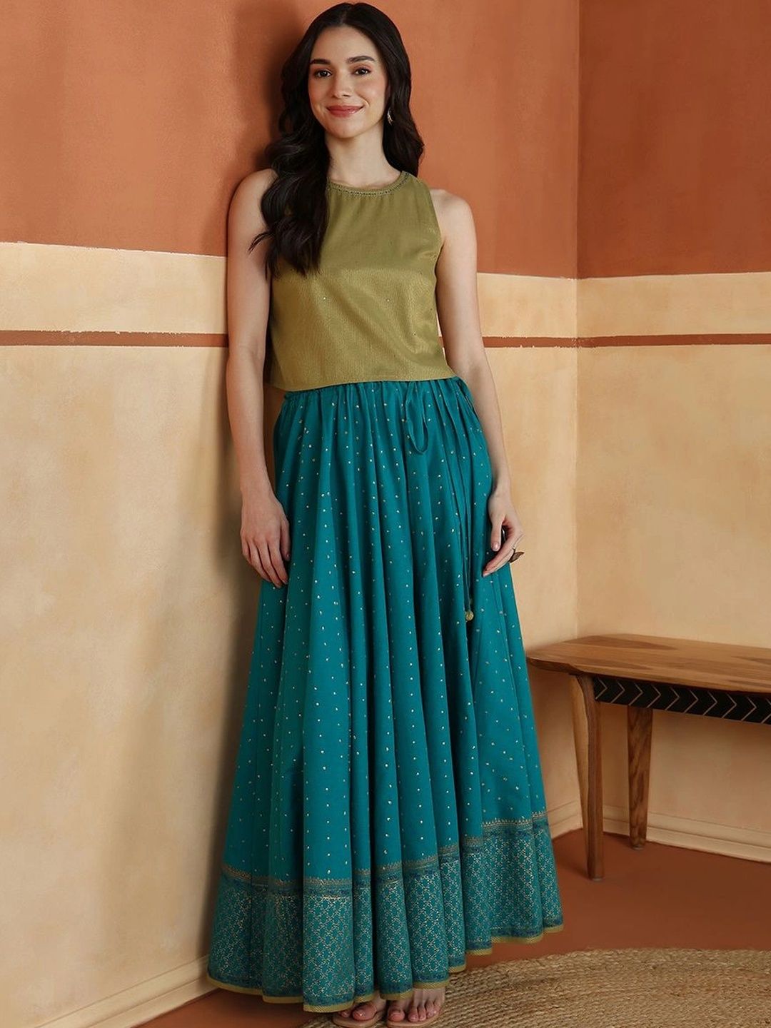 Fabindia Embellished Block Print Ready to Wear Lehenga &-picture-12