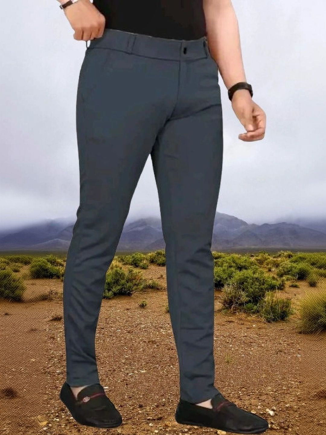 Nitya TrackP Men Smart Slim Fit Easy Wash Trousers-picture-27
