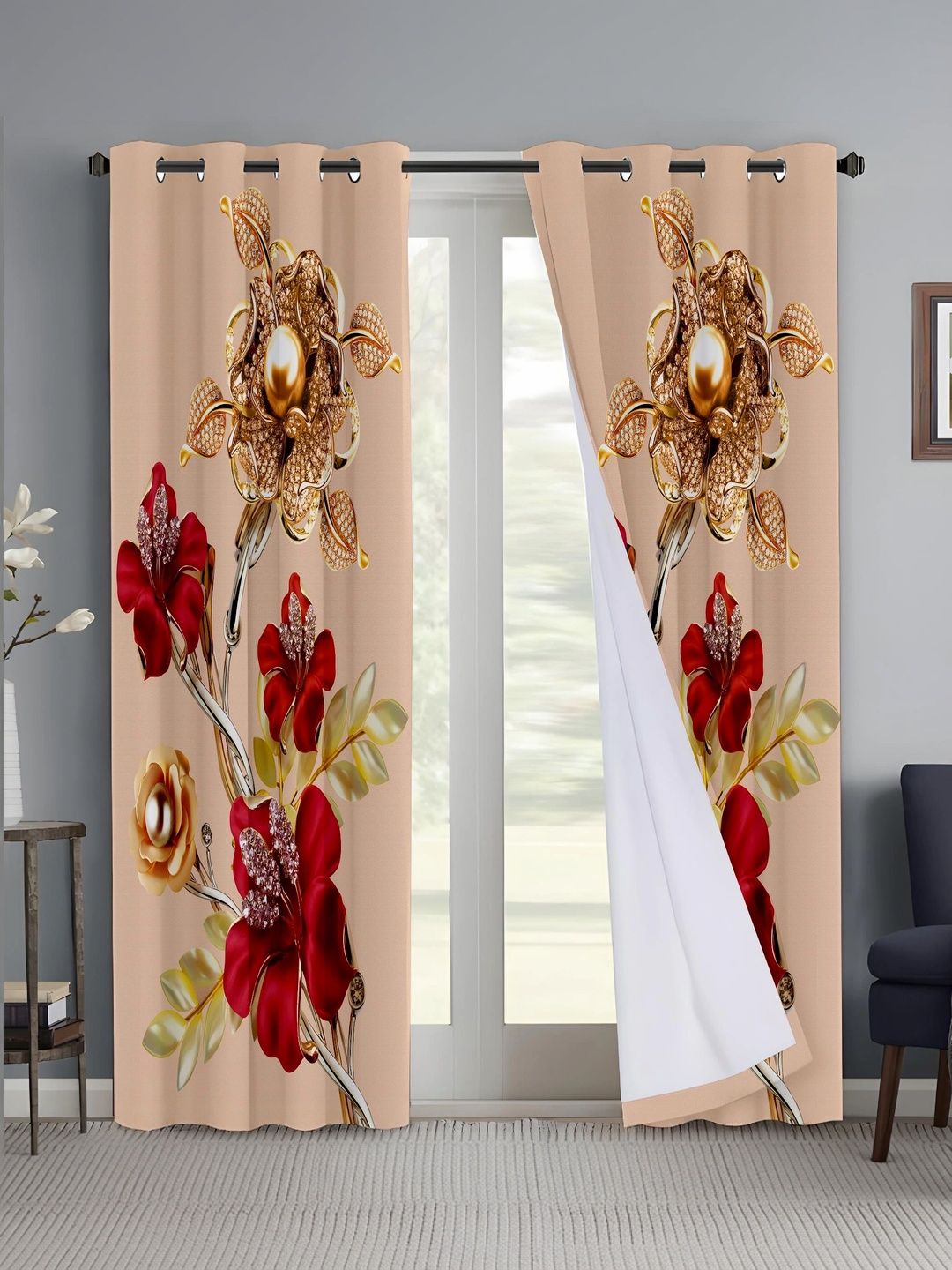 CURTAINRY Multicoloured Floral Door Curtain-picture-53