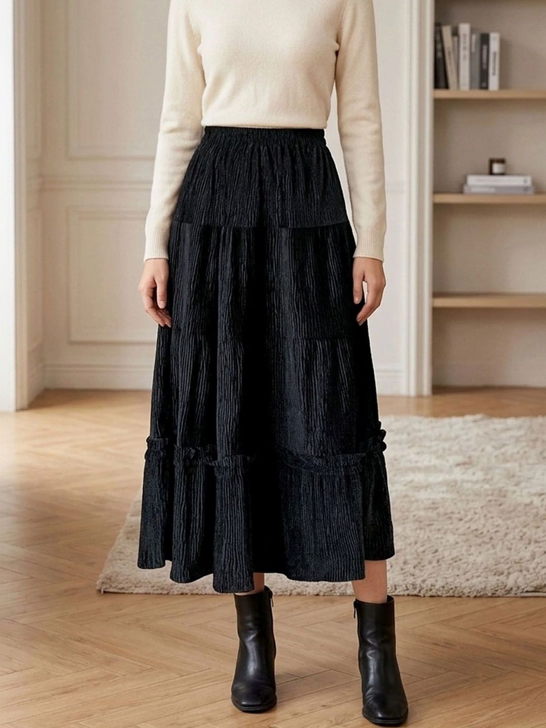 Suo Women Tiered Midi Tiered Skirt-picture-37