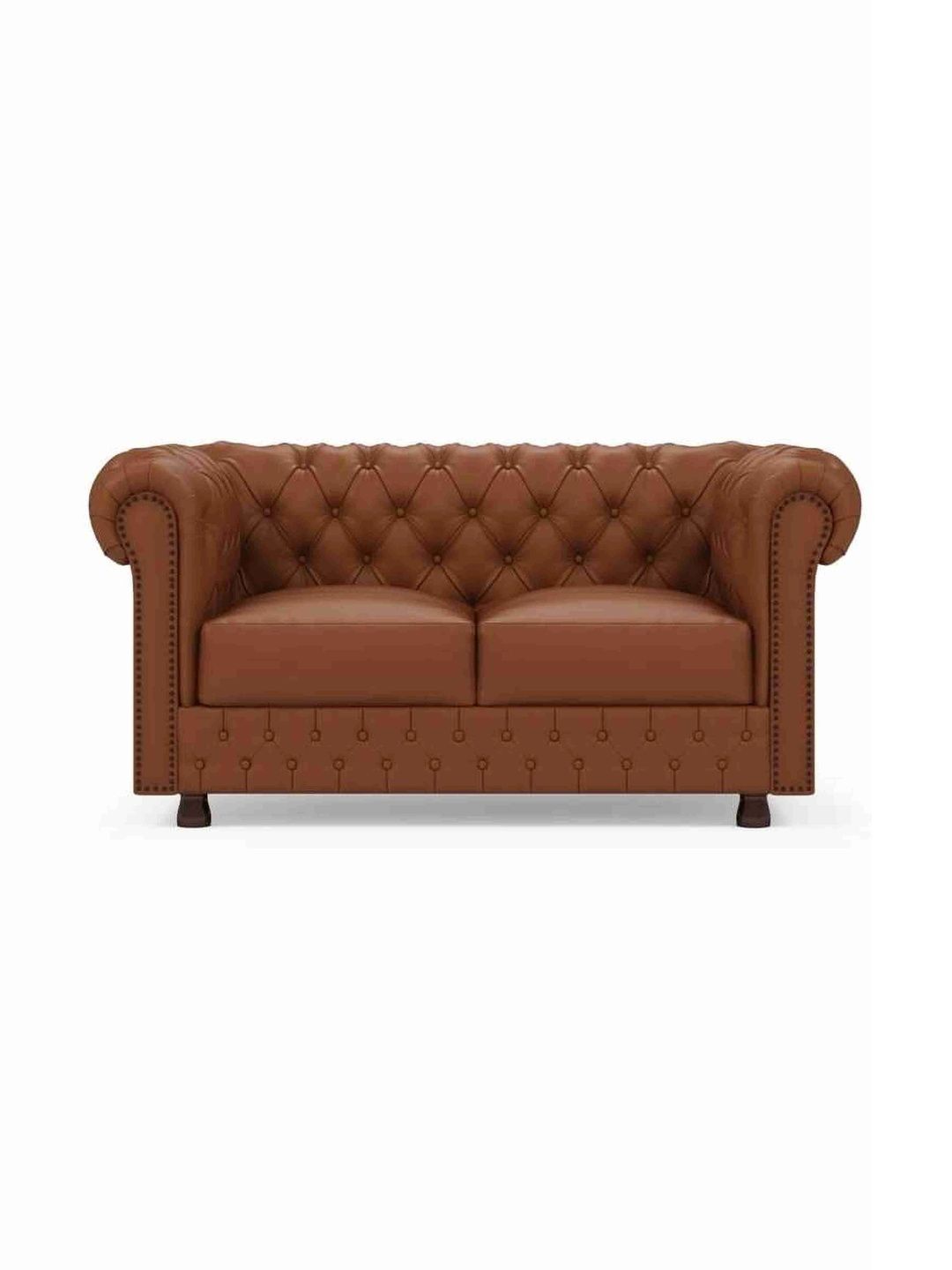 Soul craft Brown Fabric & Wooden 2-Seater Sofa-image-15