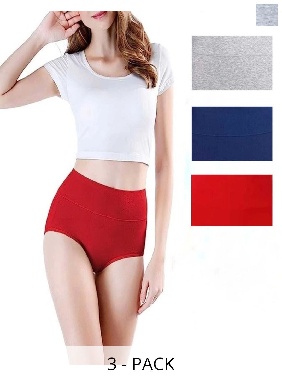 Bebron Women Pack of 3 Assorted Cotton Basic Briefs-picture-57