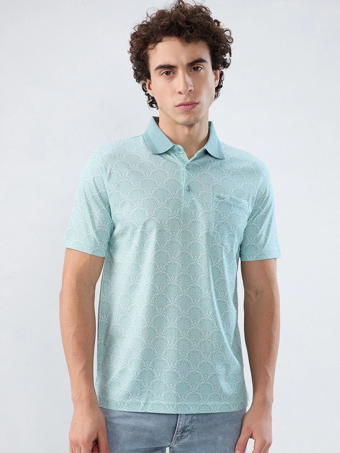 Park Avenue Men Printed Polo Collar Pockets Slim Fit T-shirt-picture-34