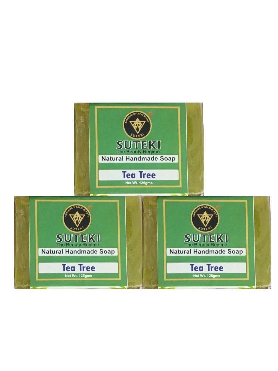 suteki set of 3 tea tree natural handmade soap - 125 g each