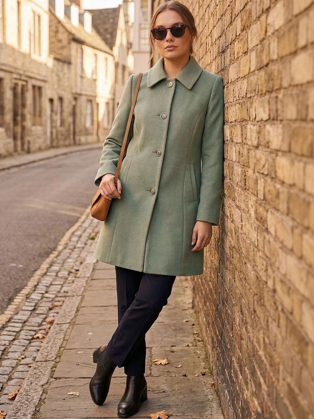 all about you Spread Collar Knee Length Overcoat-picture-35