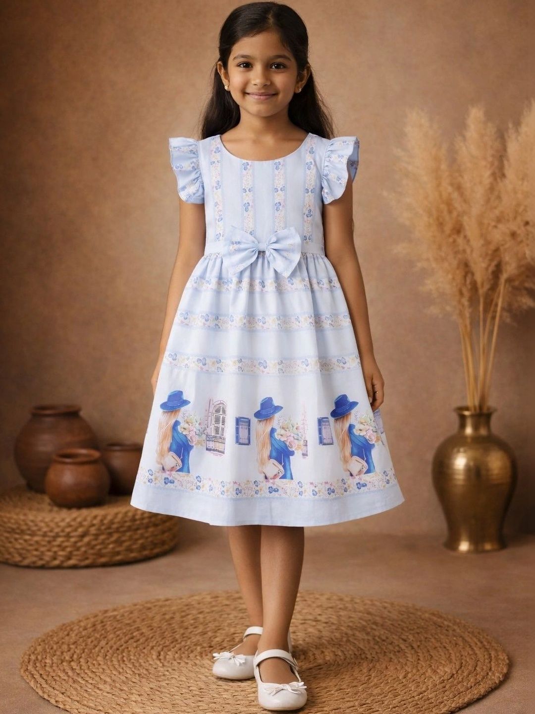 BAESD Print Flutter Sleeve Ruffled A-Line Dress-picture-42