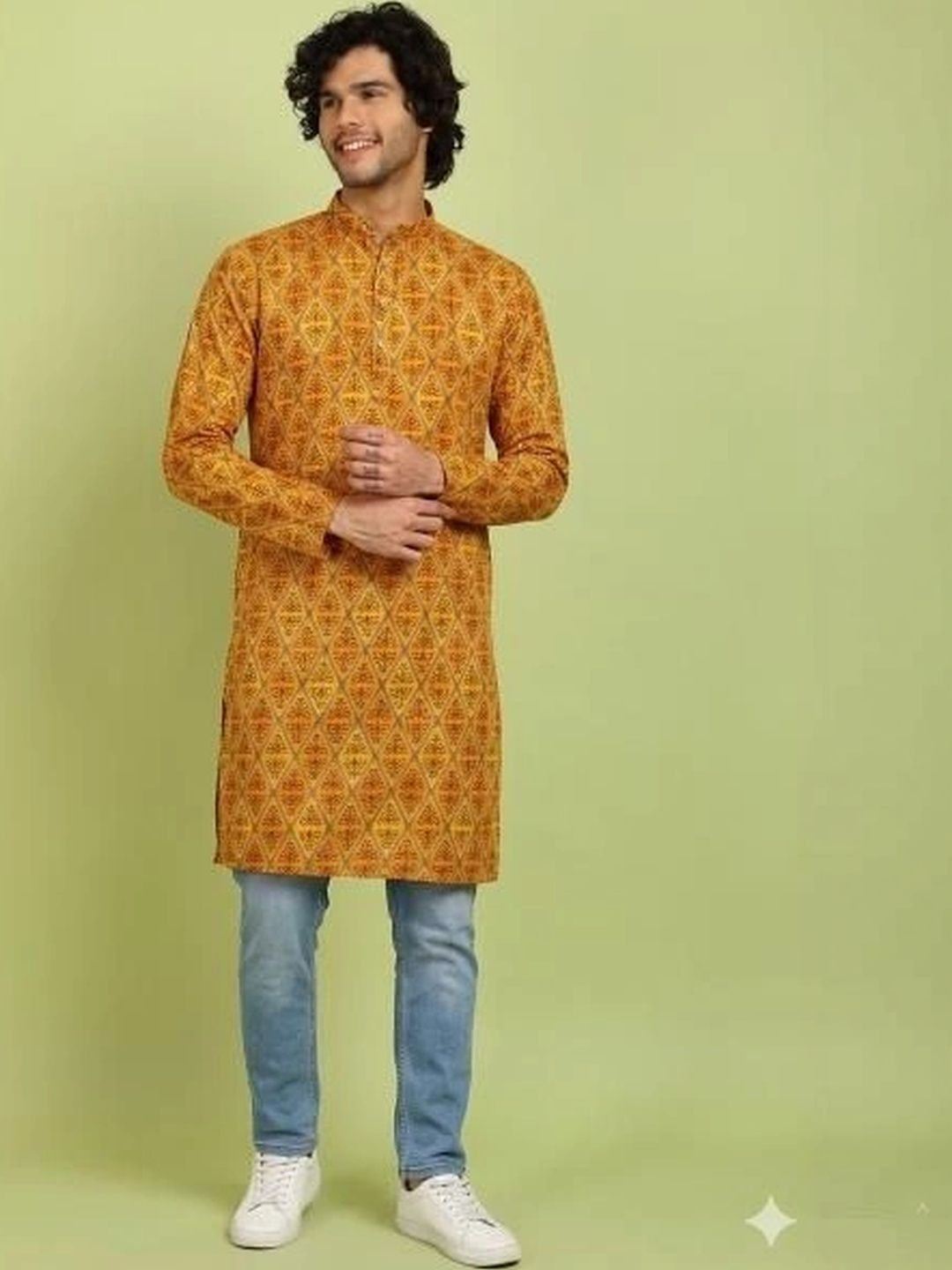 Moda Rapido Men Geometric Printed Kurta-picture-22