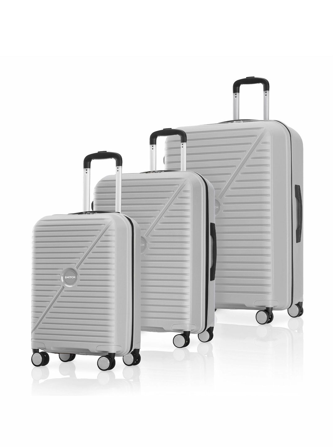 Snitch Set Of 3 Textured Hard Sided Cabin-Medium & Large Trolley Bag-picture-29