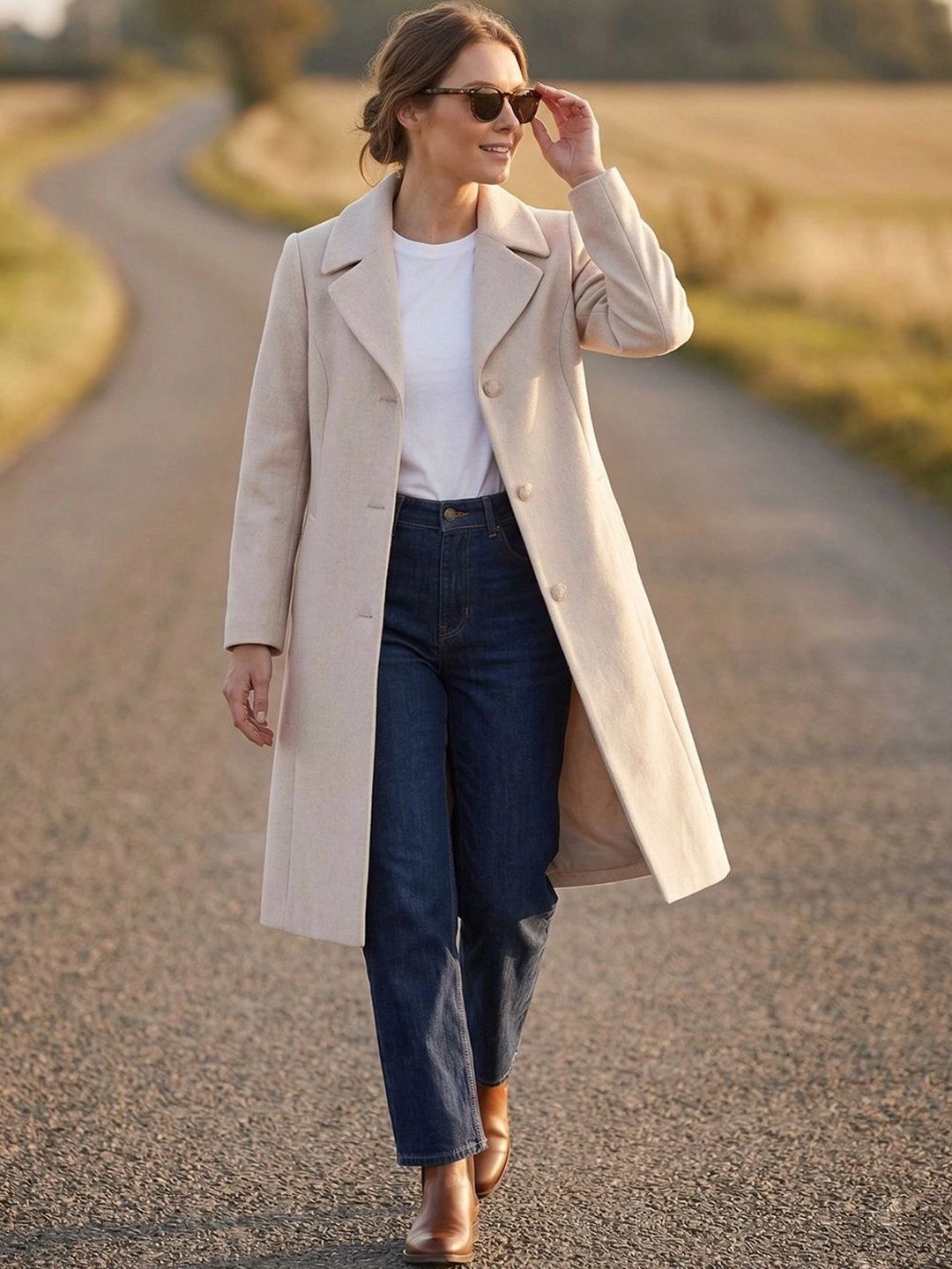 all about you Notched Lapel Knee Length Overcoat-picture-30