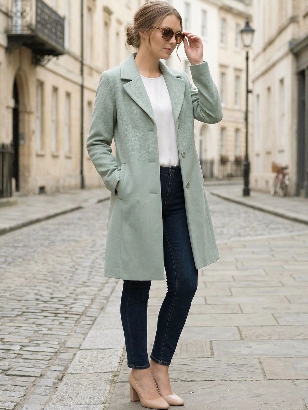 all about you Notched Lapel Knee Length Overcoat-picture-36