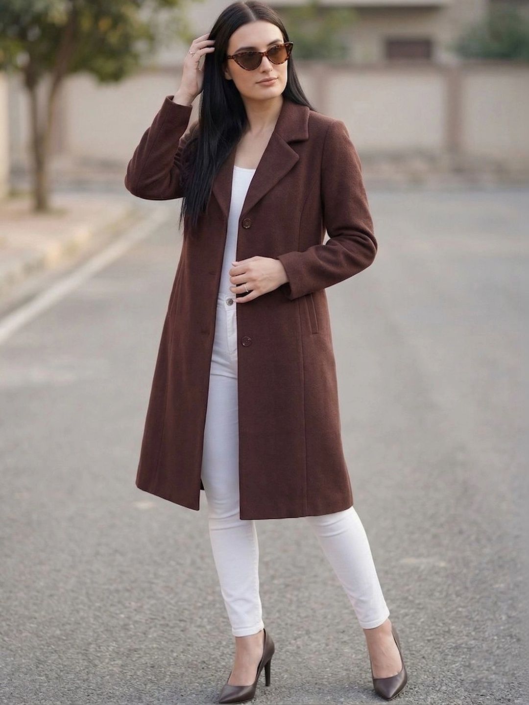 all about you Notched Lapel Knee Length Overcoat-picture-32