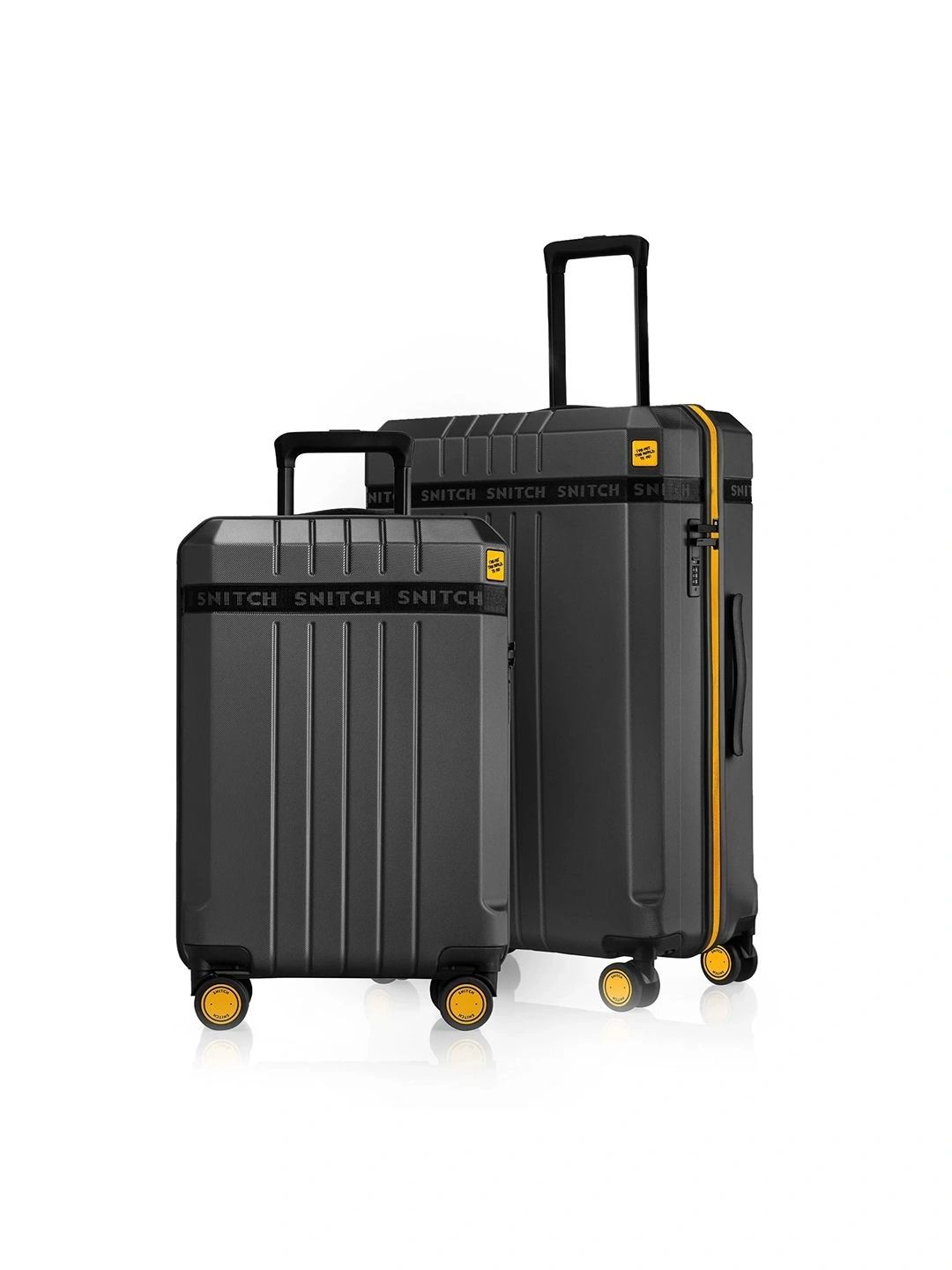 snitch set of 2 vito hard sided medium & large trolley suitcase