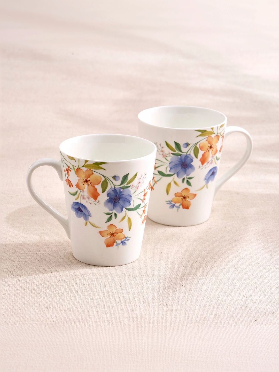 Home Centre White Floral Printed Porcelain Glossy Mugs Set of Cups and Mugs-picture-38
