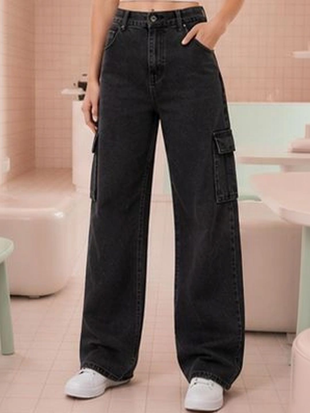HERE&NOW Women Classic Straight Fit Mid-Rise Stretchable Jeans-picture-33