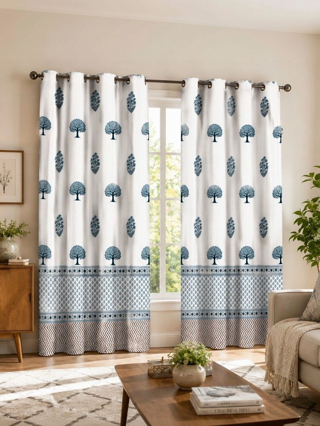 VRINDAKUL Multicoloured Set of 2 Sheer Door Curtain-picture-28