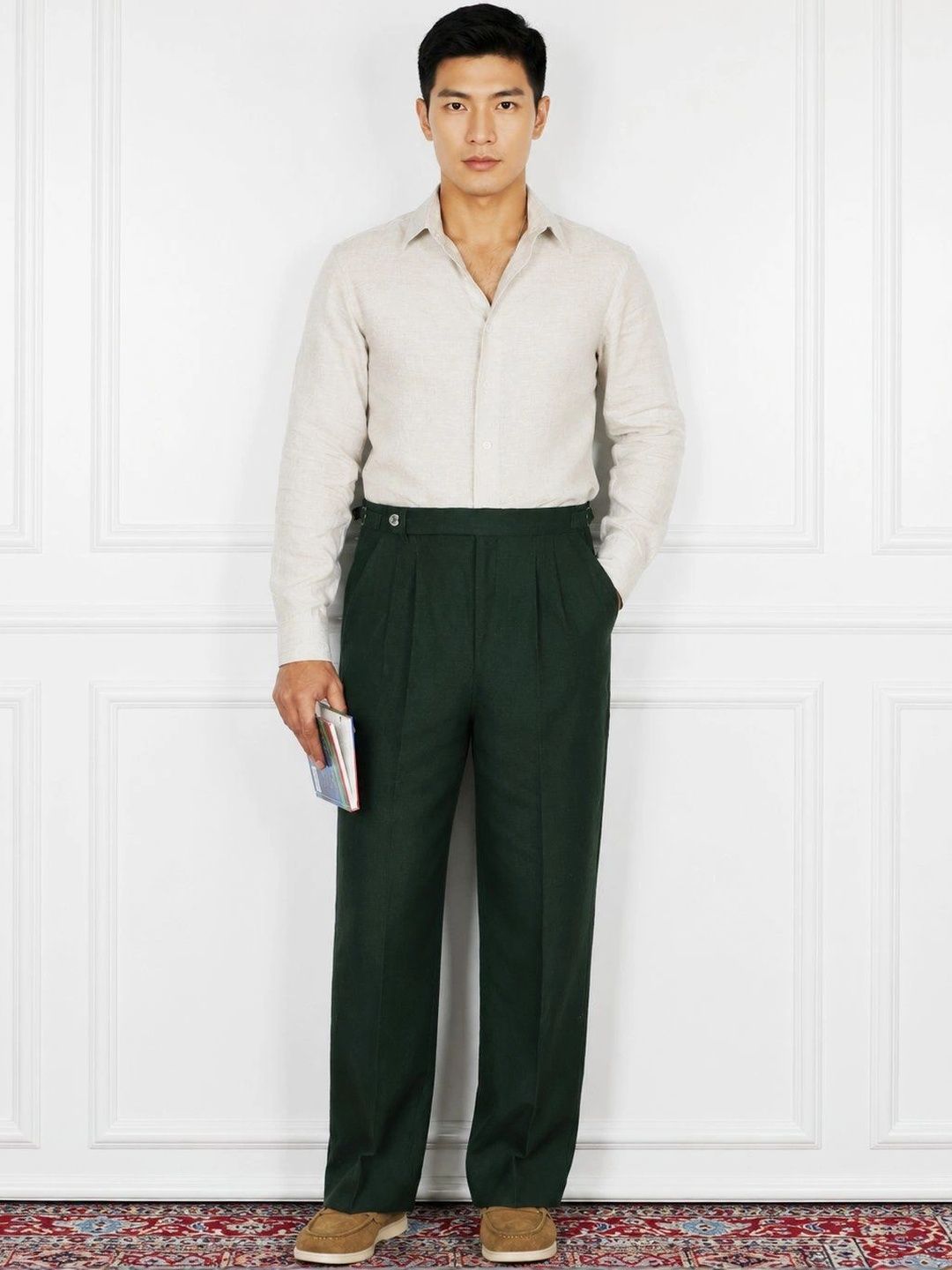 VELVIORE Men Comfort High-Rise Pleated Trousers-picture-36