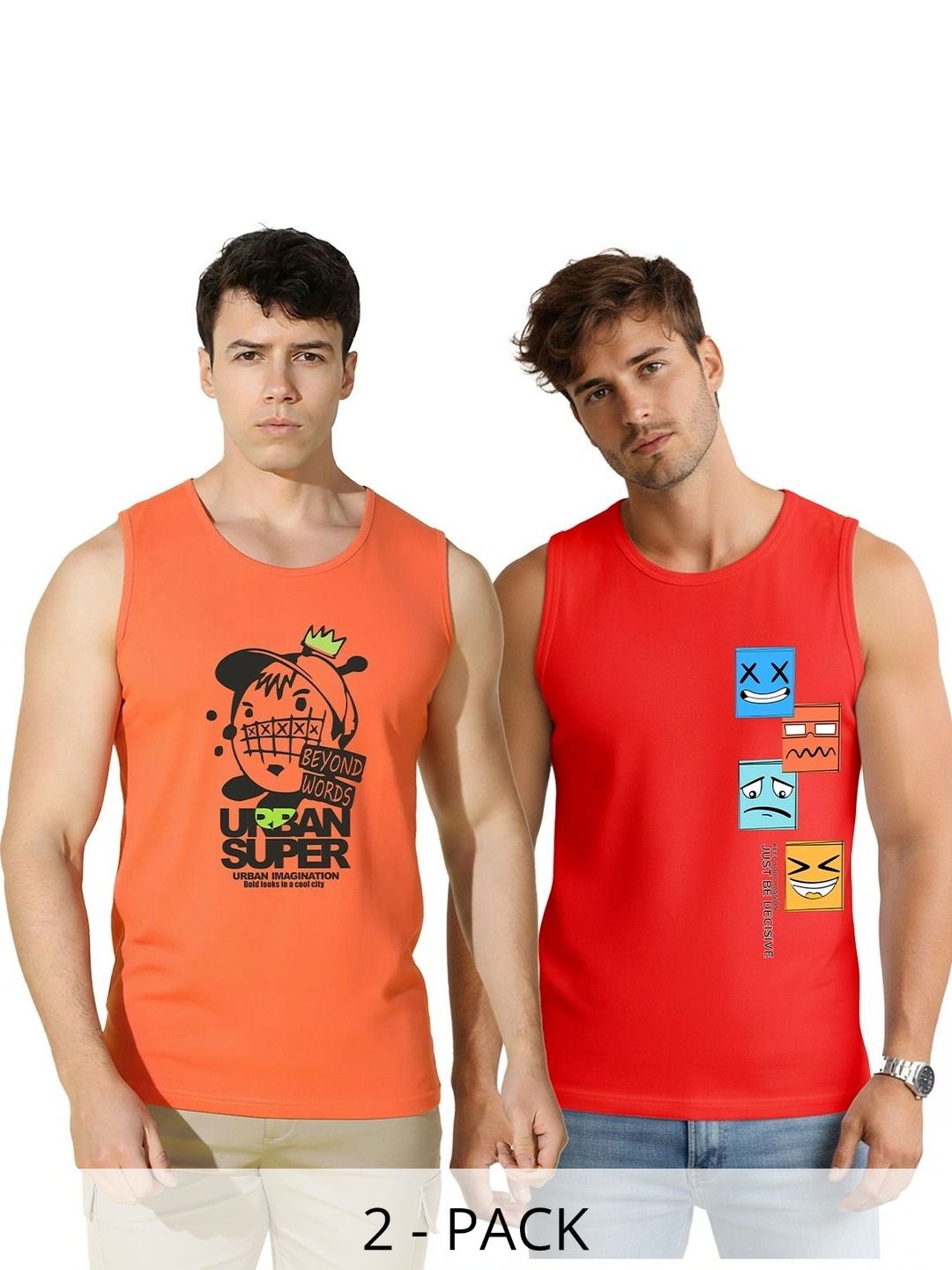 SLOWLORIS Pack of 2 Printed Cotton Gym Vest-picture-19