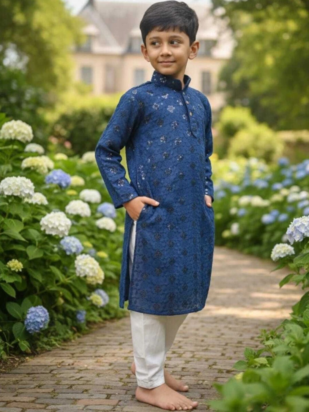A Y ENTERPRISE Boys Ethnic Motifs Regular Sequinned Kurta with Pyjamas-image-32