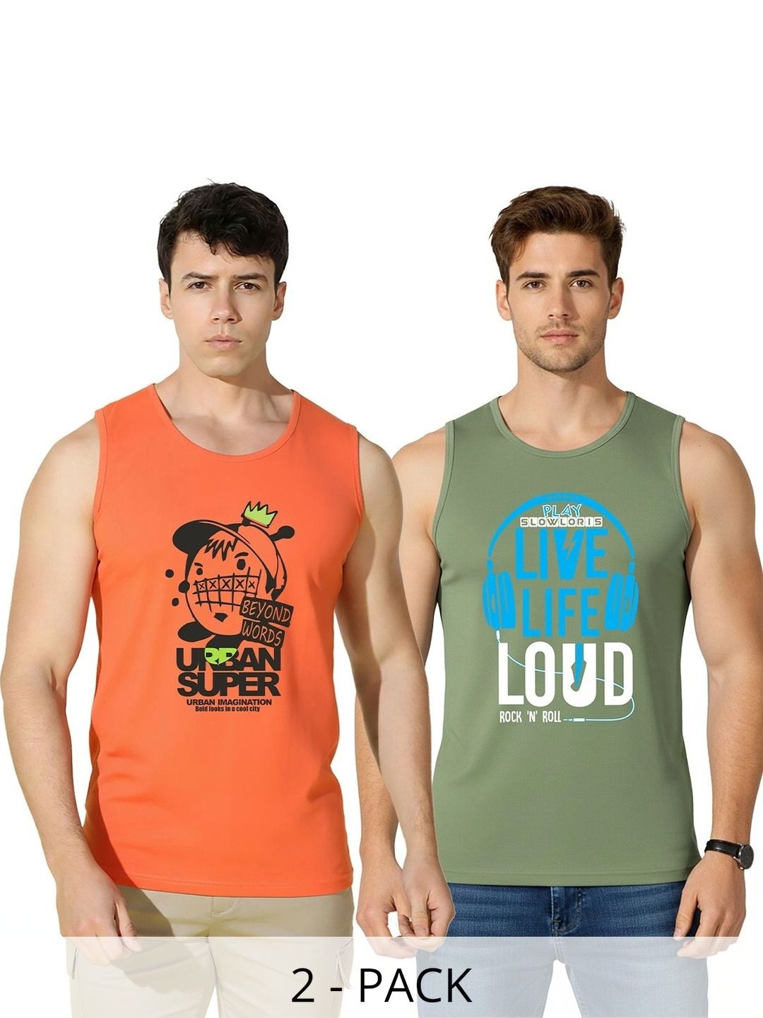 SLOWLORIS Pack of 2 Printed Cotton Gym Vest-picture-33