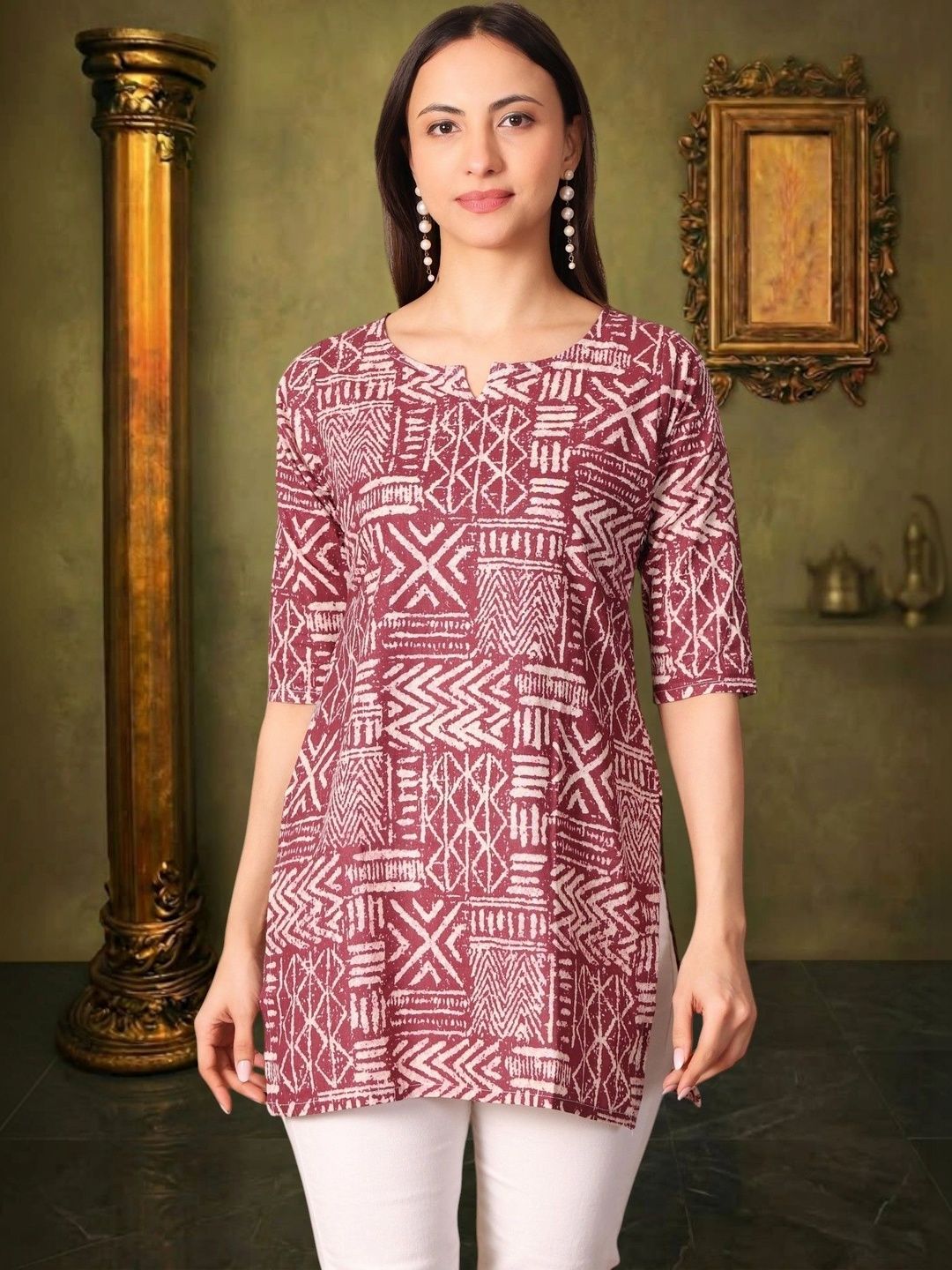 House of Sakhhi Print Ethnic Cotton Blend Top-picture-57