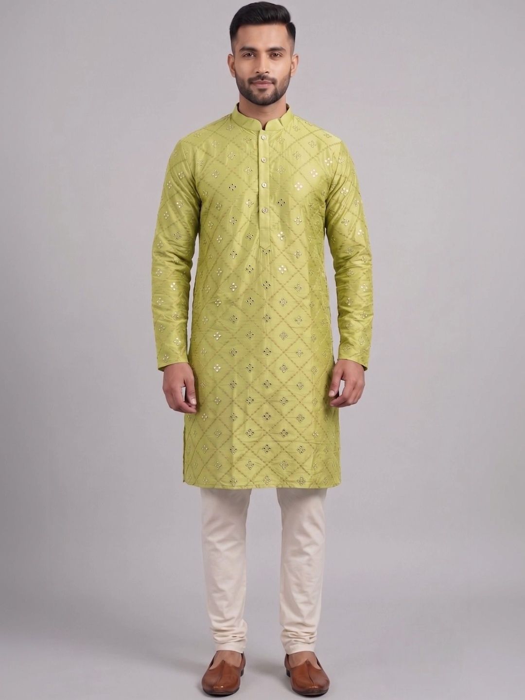 Shiv Leela Men Ethnic Motifs Embellished Mirror Work Kurta-picture-15