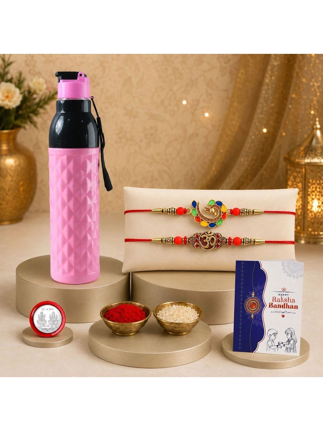 Myntra Elegant Homes Set of 7 Rakhi Gift Set With Silver Coin, Greeting Card & Roli Chawal-picture-11