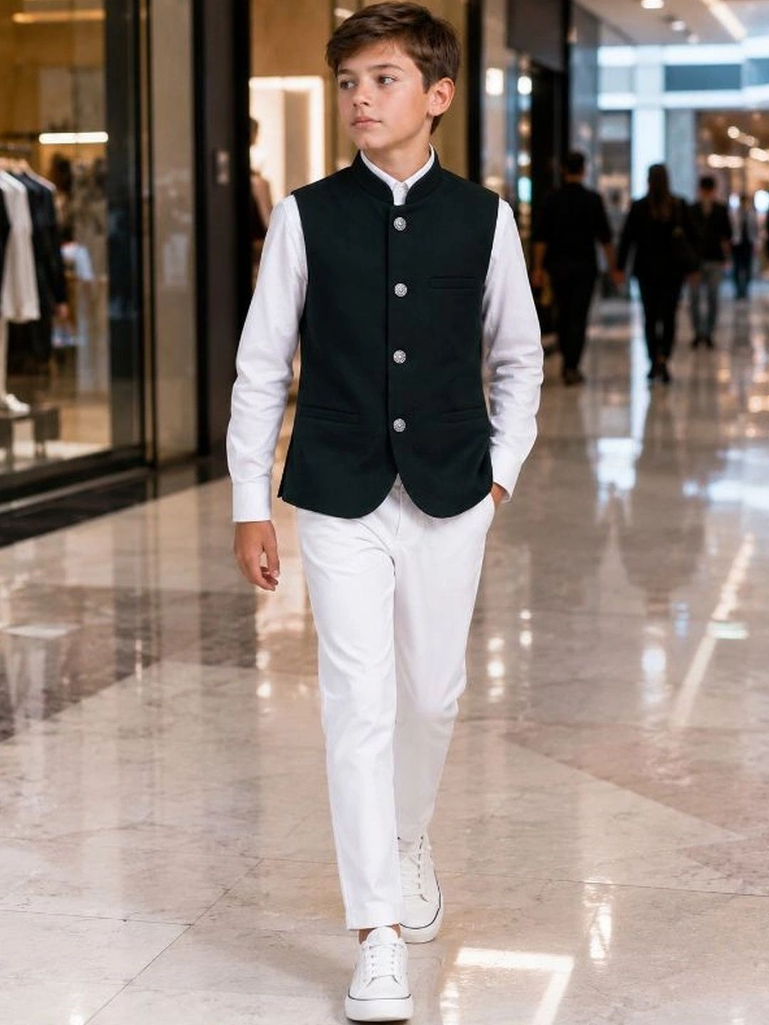 Sparklepop Boys Mandarin-Collar Woven Nehru Jackets-picture-42