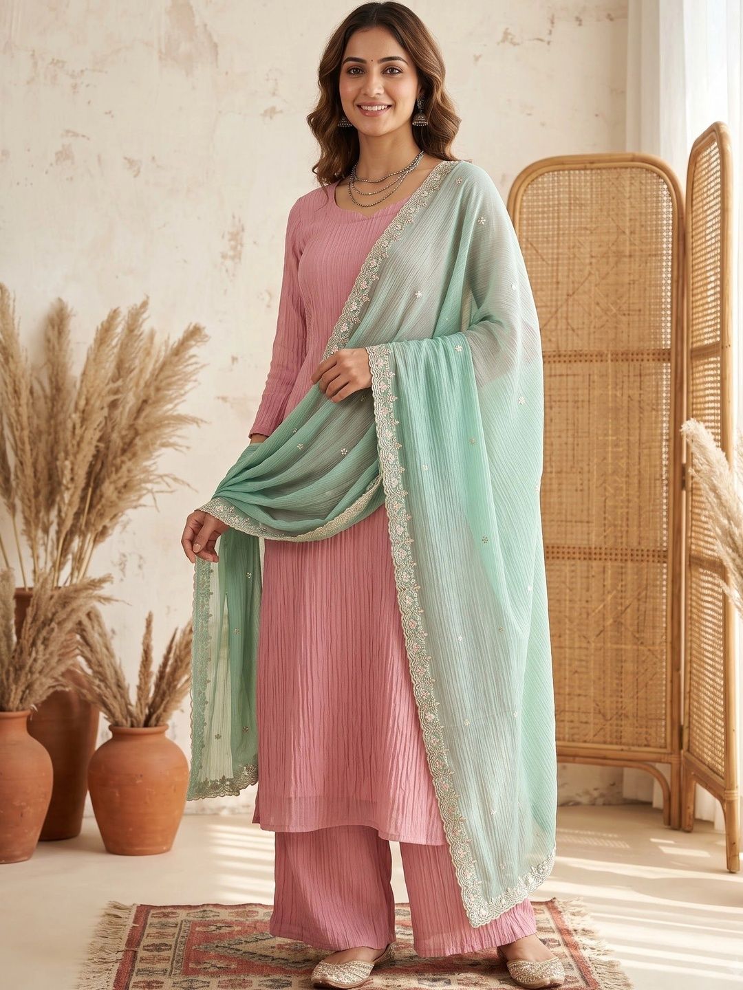 Komurr Embroidered Dupatta with Thread Work-picture-34