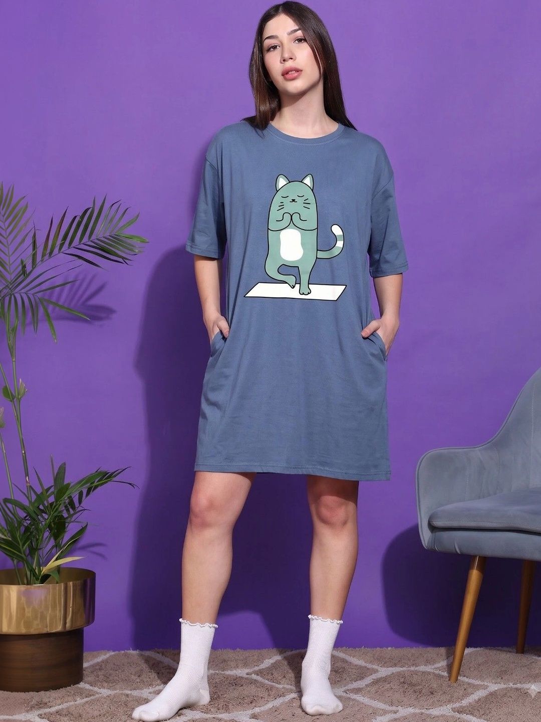 SWITCHOVER Printed Round Neck Nightdress-picture-37