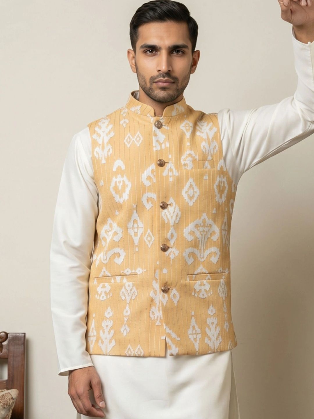 Jompers Ikat Printed Nehru Jackets-picture-35