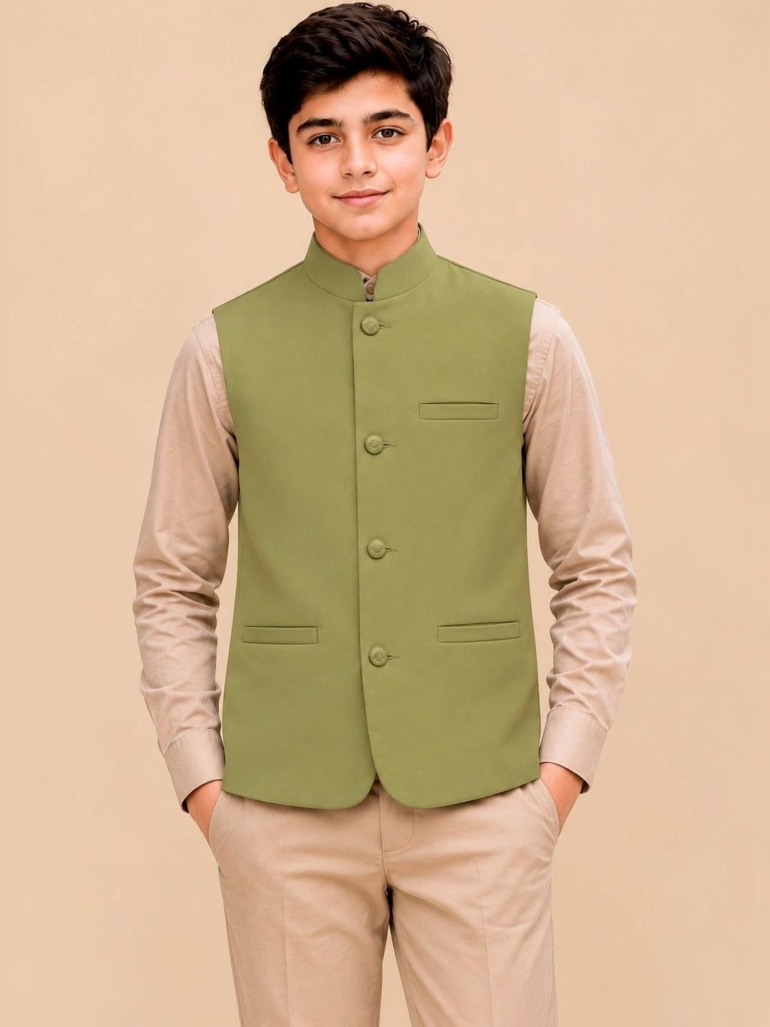 Sparklepop Boys Mandarin-Collar Woven Nehru Jackets-picture-22