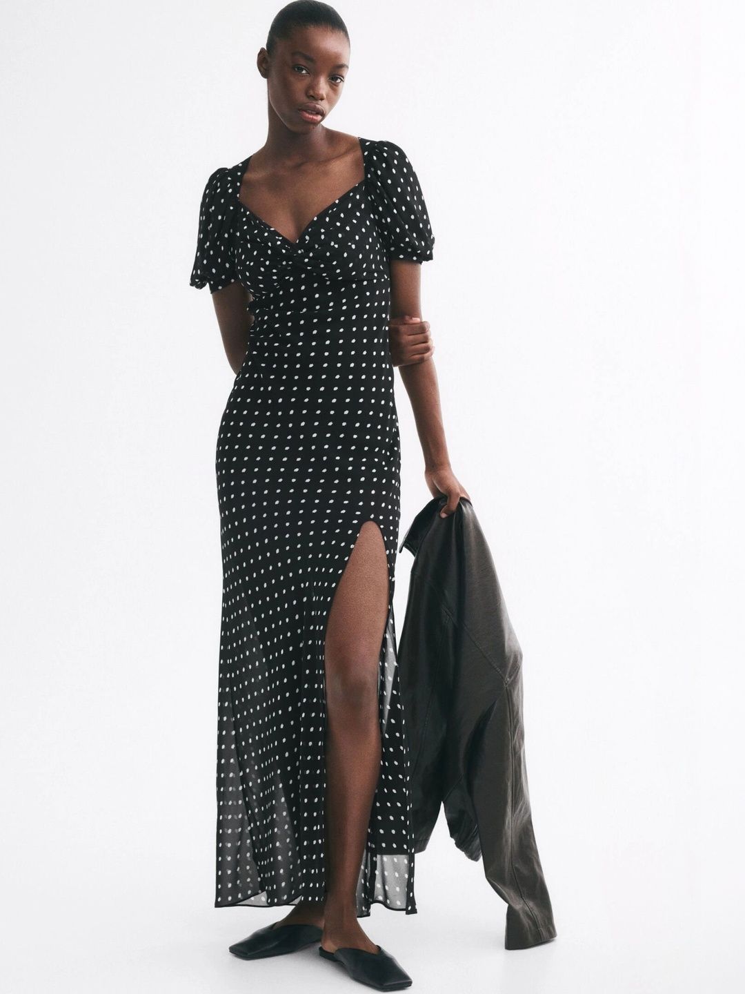 H&M Polka Dot Print Puff Sleeve Maxi Dress-picture-30