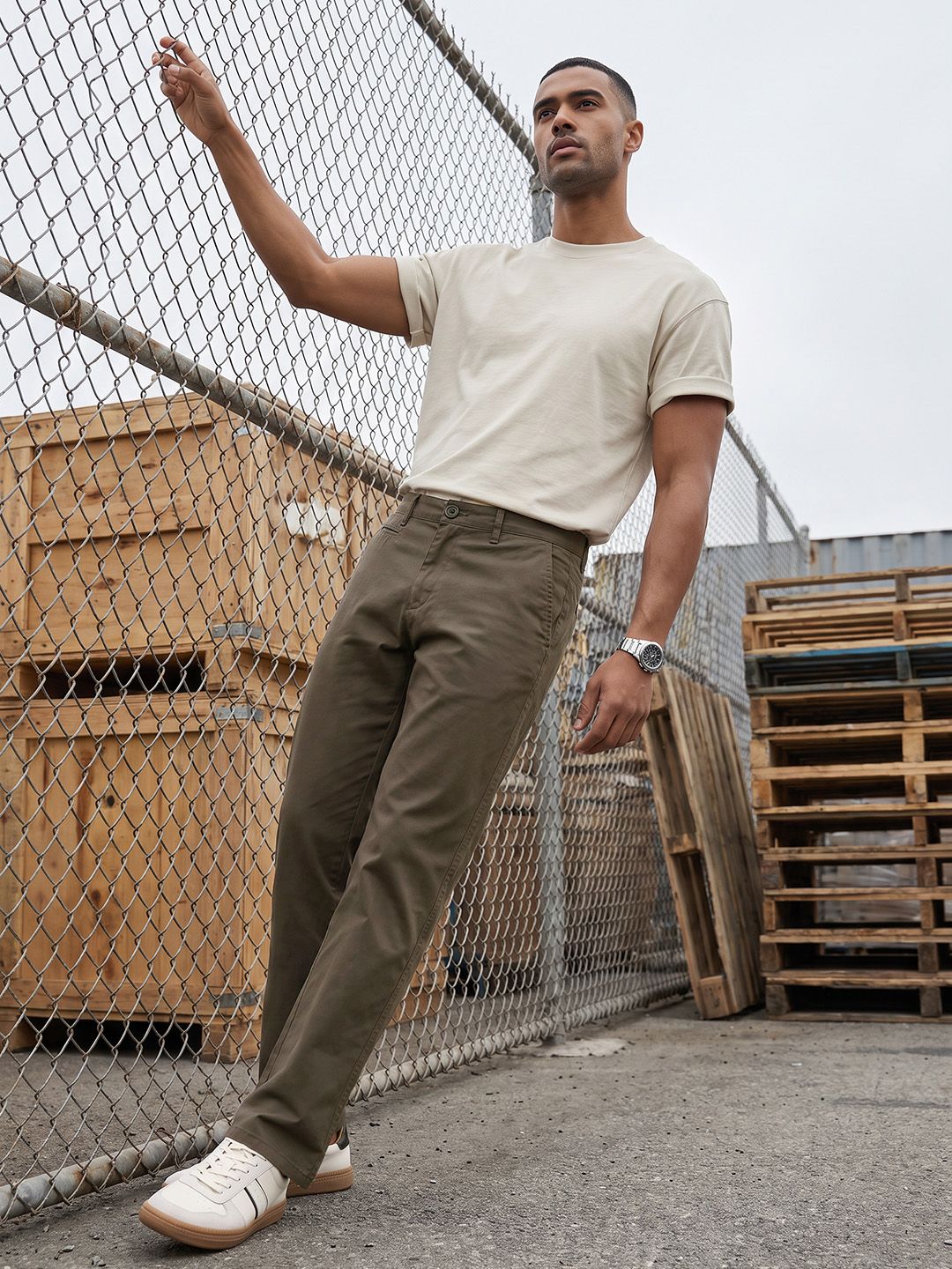The Roadster Life Co. Men Relaxed Fit Pure Cotton Chinos Trousers-picture-24