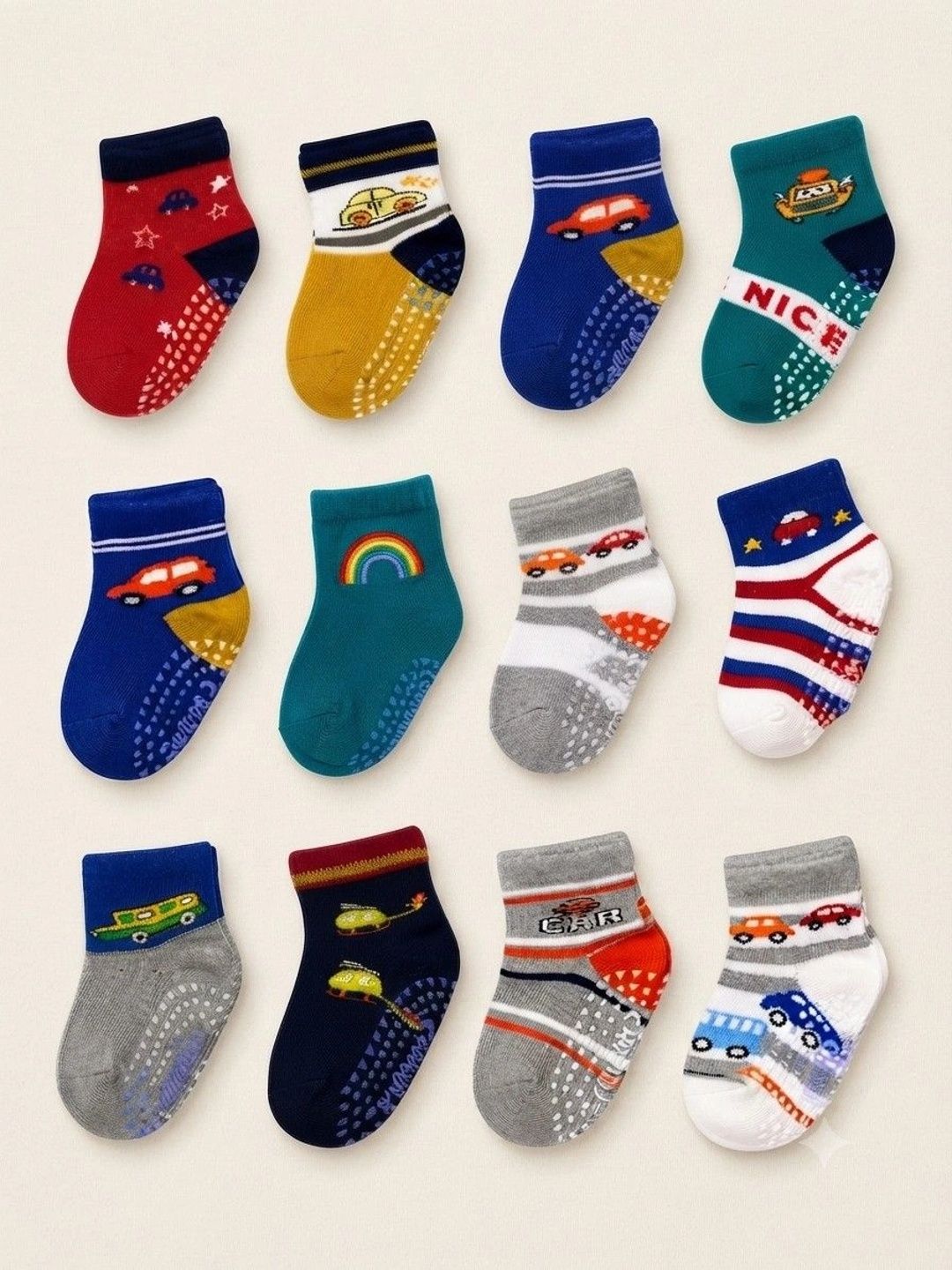 Nihvi Unisex Kids Pack of 4 Cotton Blend Assorted Patterned Ankle Length Socks-picture-20