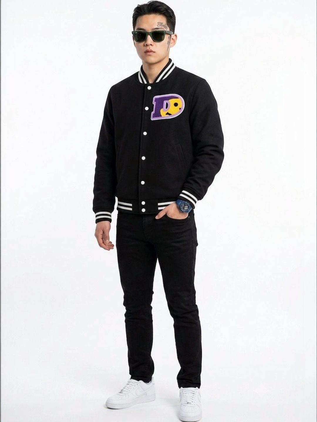 oiin Men Fleece Blend Varsity Jacket-picture-29