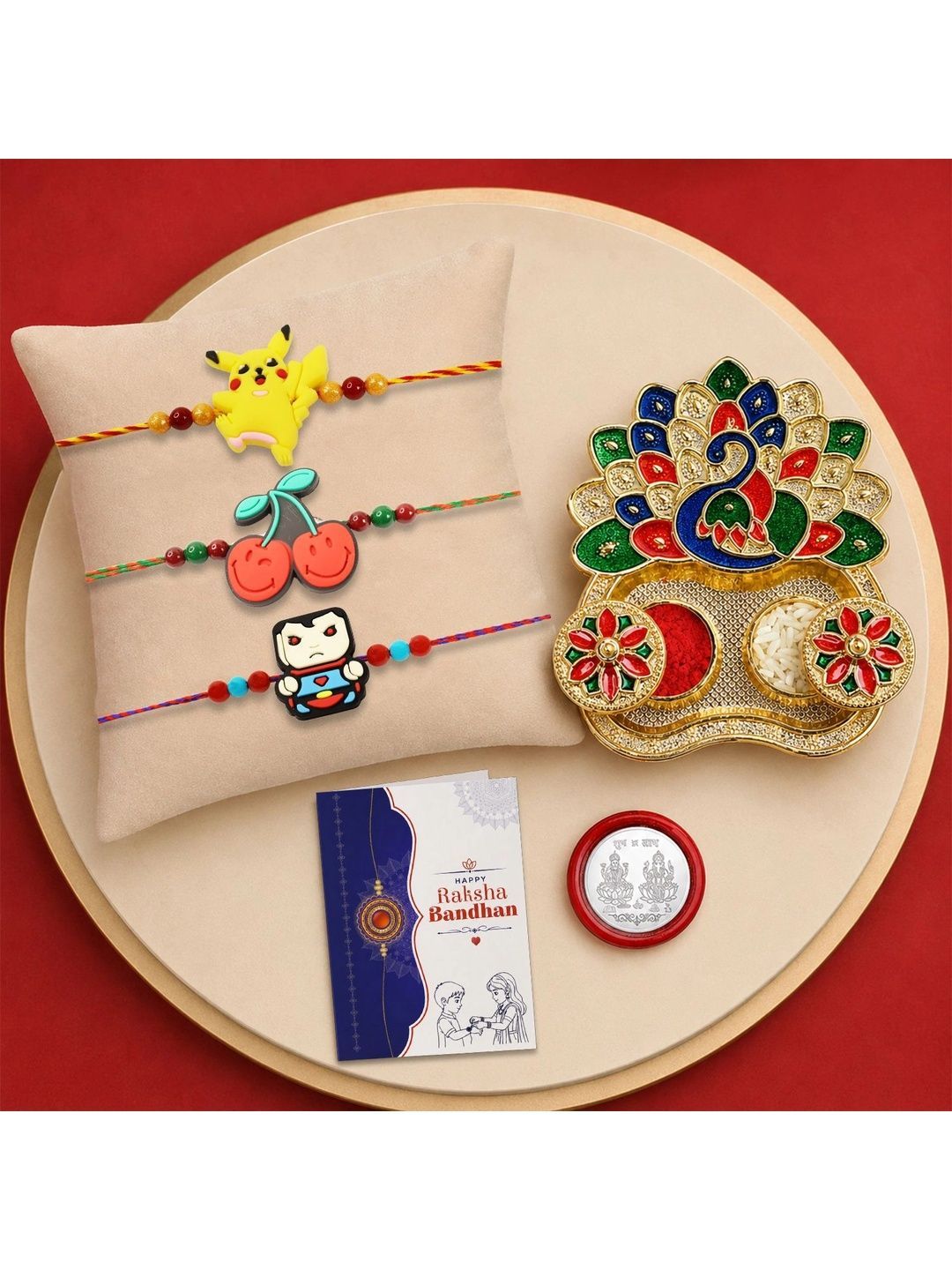Myntra Elegant Homes Set of 8 Rakhi Gift Set With Silver Coin, Greeting Card & Roli Chawal-picture-21