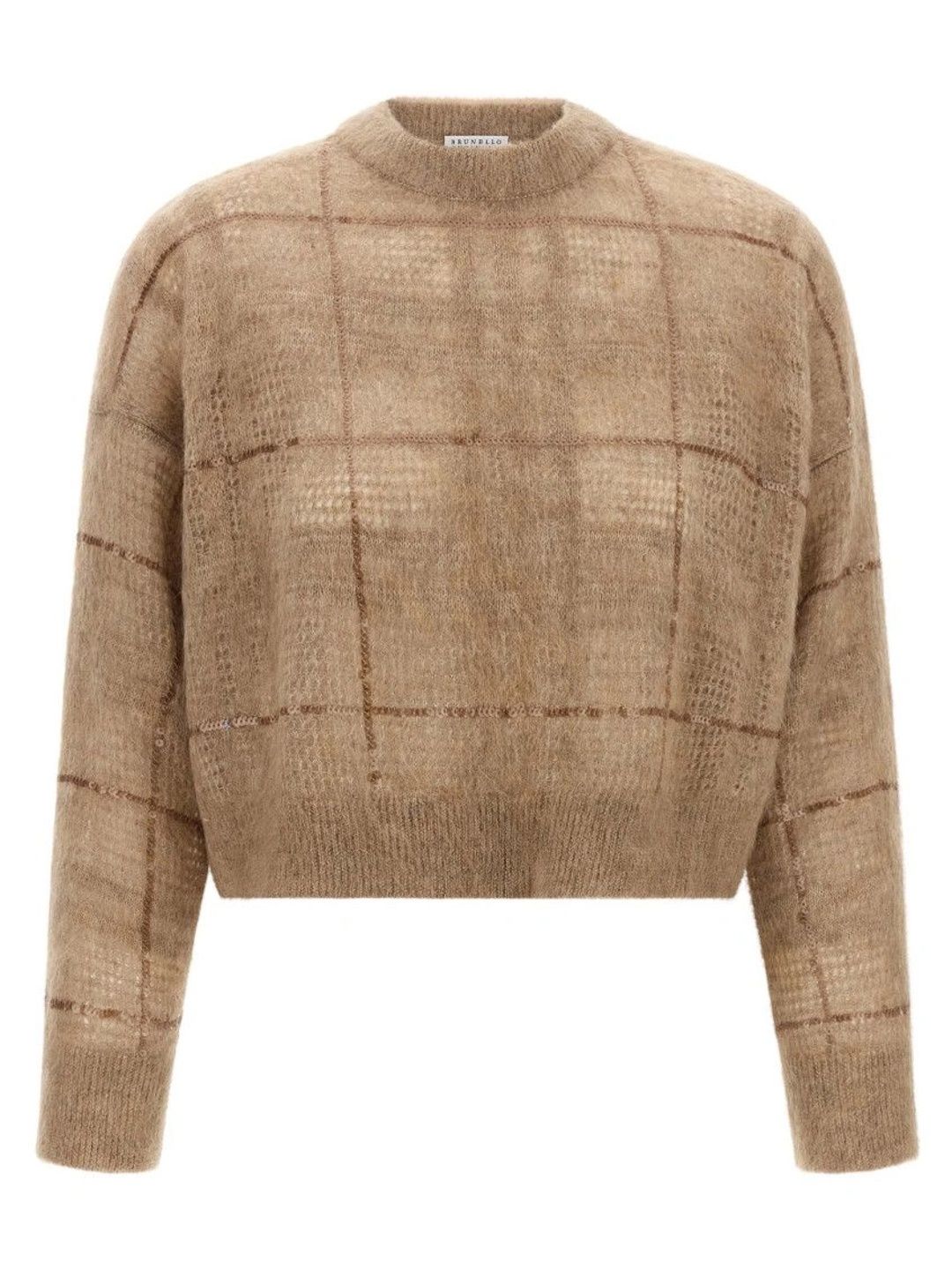 Brunello Cucinelli Women Checked Woollen Crop Pullover-picture-33