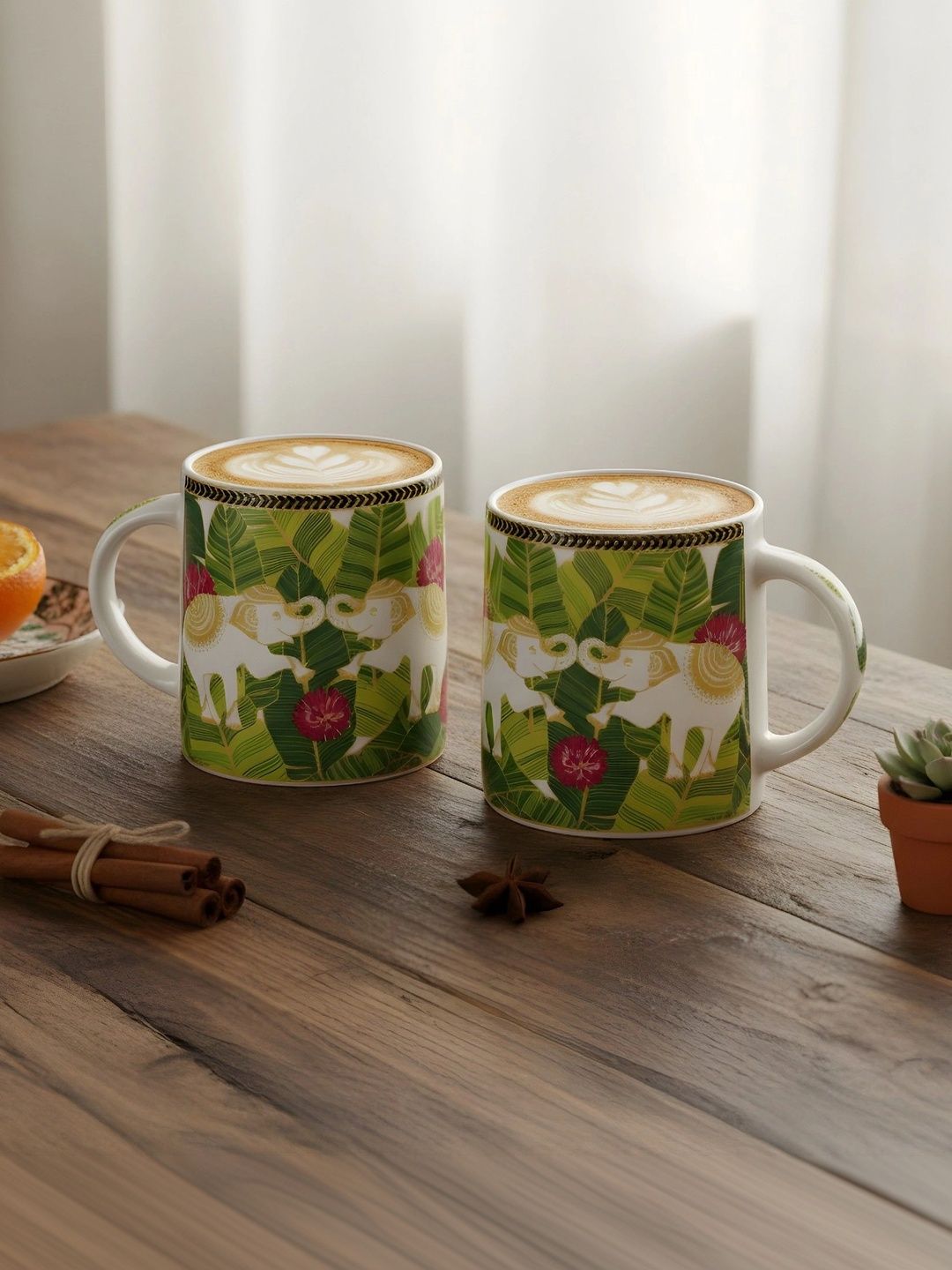 MIAH Decor Off White & Multicoloured Printed Ceramic Glossy Mugs Set of Cups and Mugs-image-28