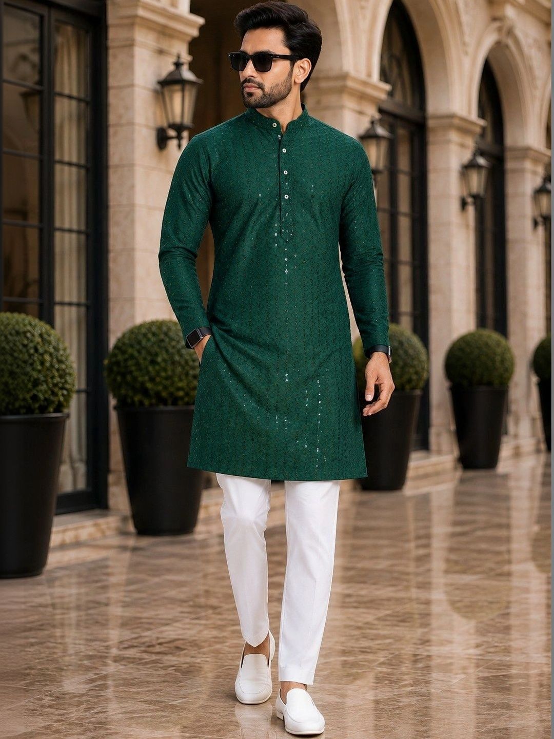 SKYWORRIX Men Embellished Sequinned Kurta-picture-23