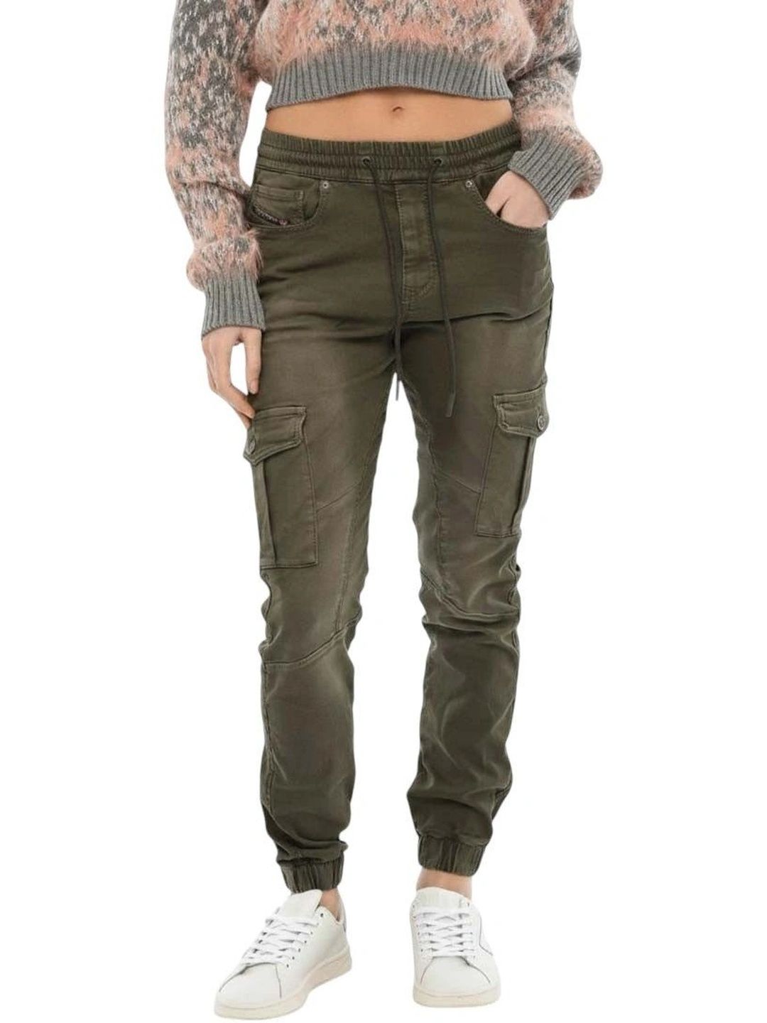 DIESEL Women Slim Fit Easy Wash Cargos Trousers-image-48