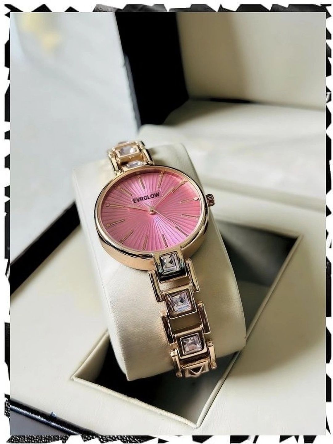 EVRGLOW Girls Patterned Dial & Stainless Steel Bracelet Style Straps Analogue Watch CKK-PINK-image-28